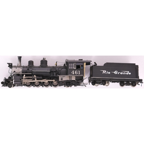 351 - '0' scale, 18mm gauge, Berlyn Loco Works D&RGW 2-8-2 Class K-27, No 461 locomotive and tender, black... 