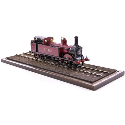 374 - '0' gauge kit built 12 volt electric 2 rail Midland 0-4-4 tank loco, No 1263 of circa 1901 build, ma... 