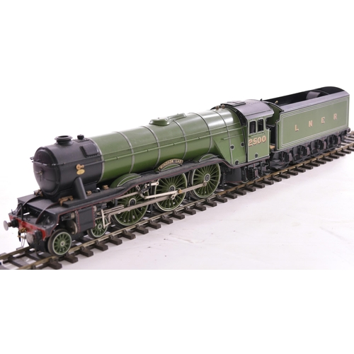 387 - '0' gauge kit built LNER A3 4-6-2 steam loco and 8 wheel tender, 12 volt DC electric, 'Windsor Lad' ... 