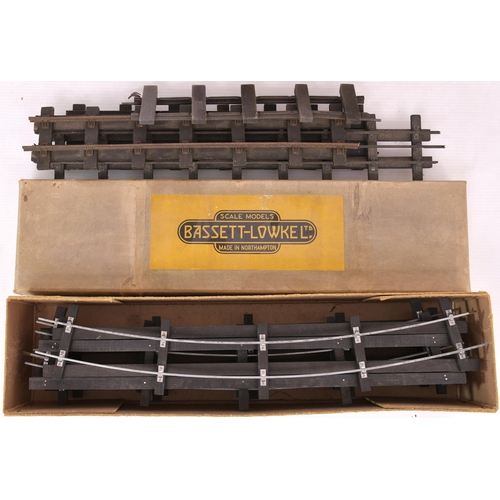 63 - Bassett-Lowke '0' gauge track. One box containing three 2-rail 18