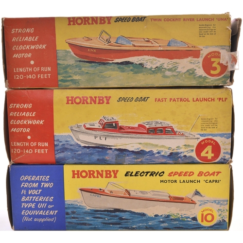 448 - Meccano Ltd. Hornby electric speed boat 'Capri', later plastic model, battery operated, red/white, b... 