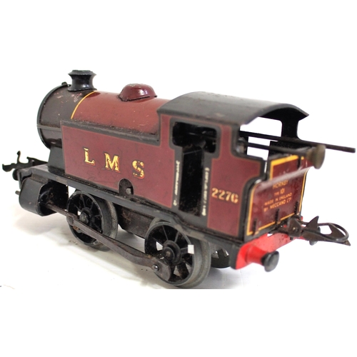 869 - '0' gauge Hornby and Bing. Hornby clockwork 101 0-4-0T loco LMS No 2270. Five Bing open wagons and B... 