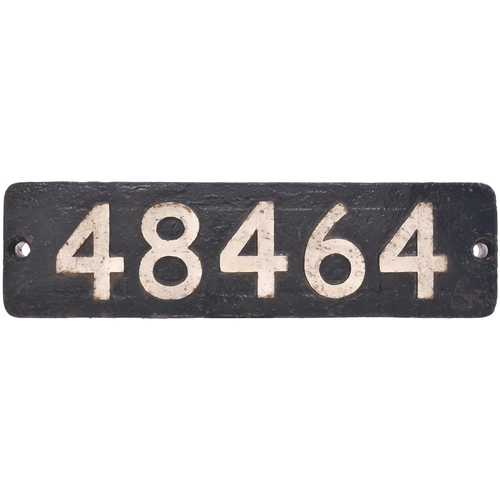 103 - A smokebox numberplate, 48464, from a (LMS) Stanier type 8F 2-8-0 built at Swindon in 1945 to Railwa... 