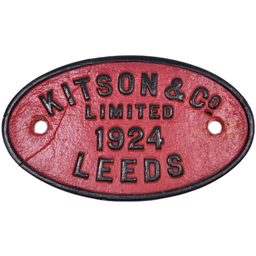 104 - A worksplate, KITSON & CO LIMITED, LEEDS, 1924. The vendor suggests this is an Indian plate, probabl... 