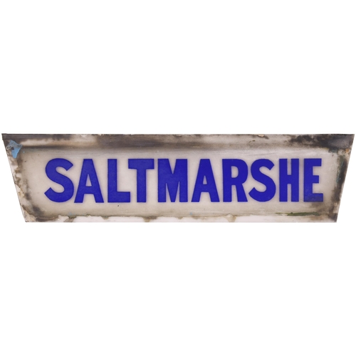 109 - A North Eastern Railway platform lamp glass, SALTMARSHE, from the Brough to Goole section of the Hul... 