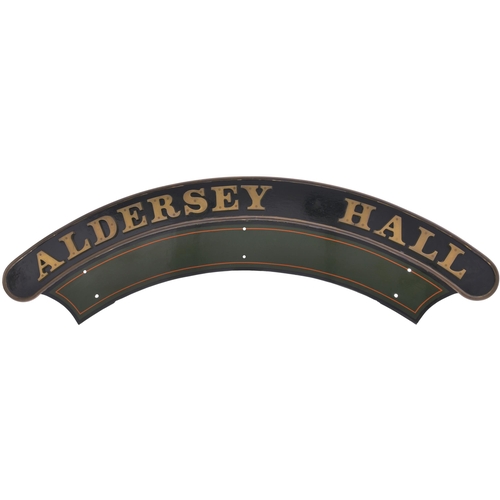 116 - A locomotive nameplate, ALDERSEY HALL, from a GWR 4900 Hall Class 4-6-0 No 6930 built in November 19... 