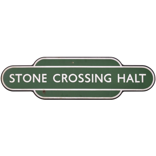 121 - A BR(S) totem sign, STONE CROSSING HALT, (f/f), from the Dartford to Gravesend section of the North ... 