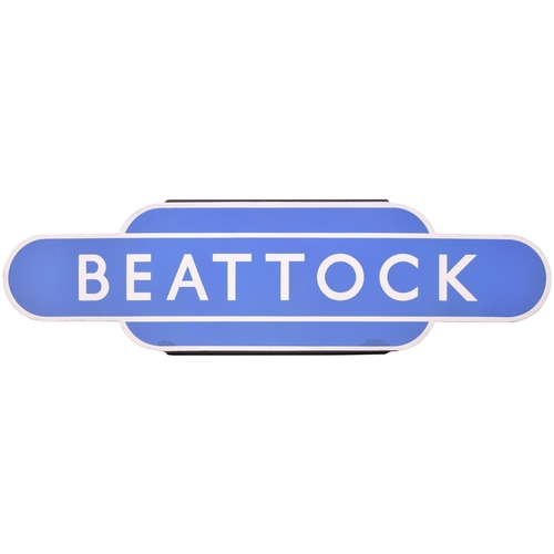 125 - A BR(Sc) totem sign, BEATTOCK, from the Carlisle to Glasgow main line, the station closed in 1972. E... 