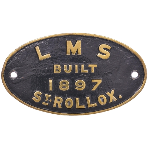 131 - A worksplate, LMS BUILT 1897, ST ROLLOX. This plate is most likely to be from a Caledonian Railway 9... 