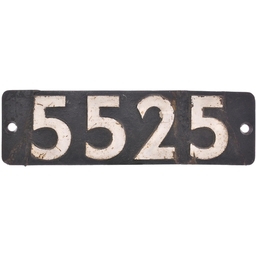 134 - A smokebox numberplate, 5525, from a GWR 4500 Class 2-6-2T built at Swindon in May 1928 and allocate... 