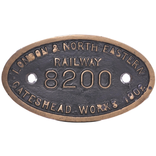 139 - A tenderplate, LONDON & NORTH EASTERN RAILWAY, 8200, GATESHEAD WORKS, 1902, from the tender allocate... 