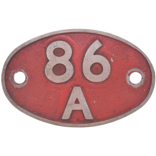 143 - An alloy shedplate 86A, Cardiff Canton (September 1963-May 1973) as carried by the shed's diesel all... 