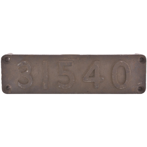 155 - A smokebox numberplate, 31540, from a South Eastern & Chatham Railway H Class 0-4-4T No 540, the fir... 