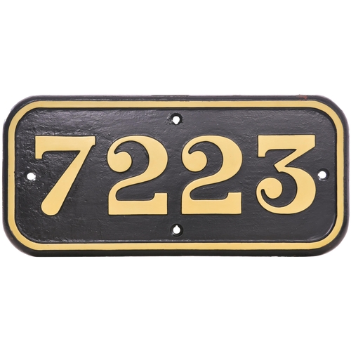 157 - A GWR cabside numberplate, 7223, from a 7200 Class 2-8-2T rebuilt at Swindon in October 1935 from an... 