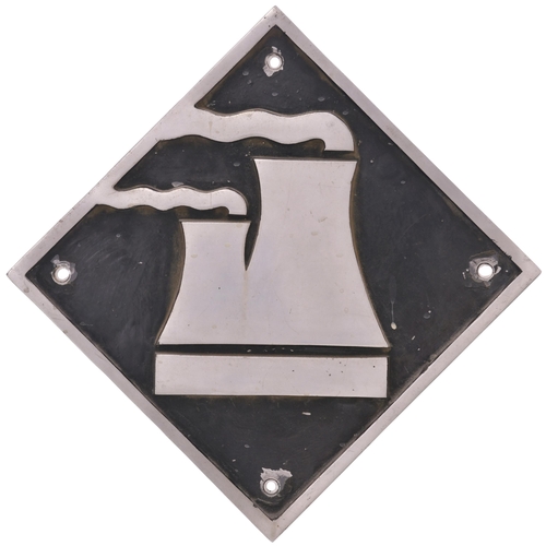 162 - A depot plaque, TOTON, depicting the cooling towers, smaller size, cast aluminium, 11