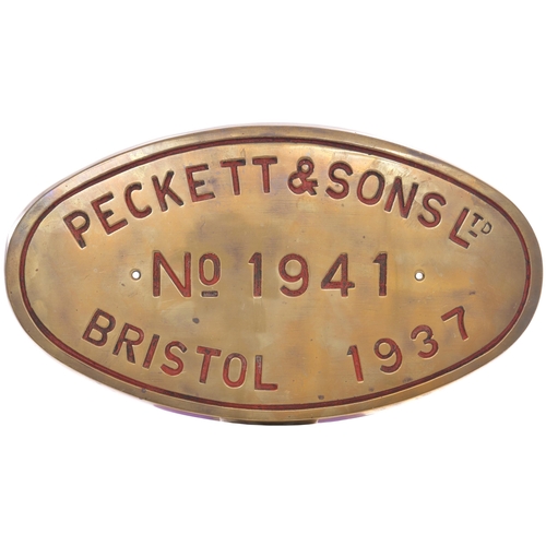 163 - A worksplate, PECKETT 1941 of 1937, from a standard gauge 0-4-0ST new to the South Yorkshire Chemica... 