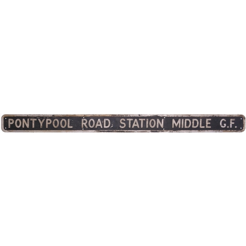 164 - A signalling nameboard, PONTYPOOL ROAD STATION MIDDLE G.F., from the Newport to Hereford route. Embo... 