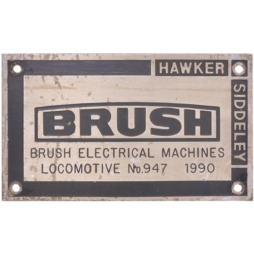 170 - A worksplate, BRUSH ELECTRICAL MACHINES, 947, 1990, from a BR Class 60 No 60045 built in February 19... 