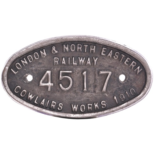 175 - A worksplate, LONDON & NORTH EASTERN RAILWAY, 4517, COWLAIRS, 1910, from a North British Railway Cla... 