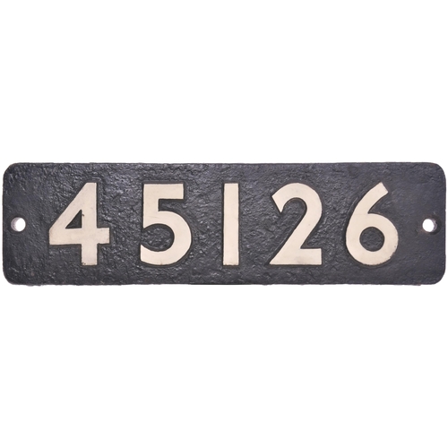 190 - A smokebox numberplate, 45126, from a LMS Class 5 4-6-0 No 5126 built by Armstrong Whitworth, Works ... 