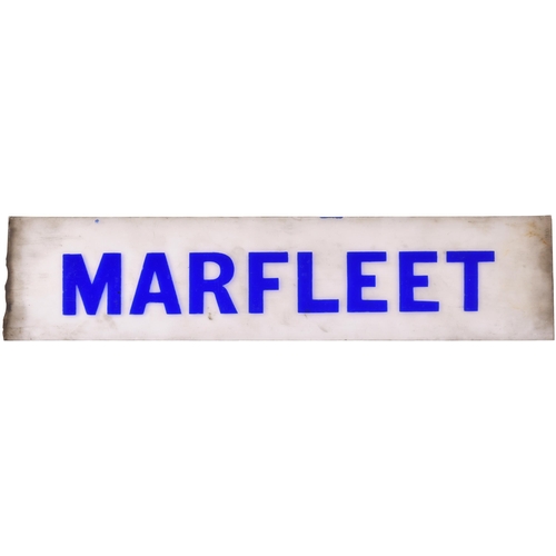 193 - A North Eastern Railway platform lamp glass, MARFLEET, from the Hull to Withernsea route which close... 