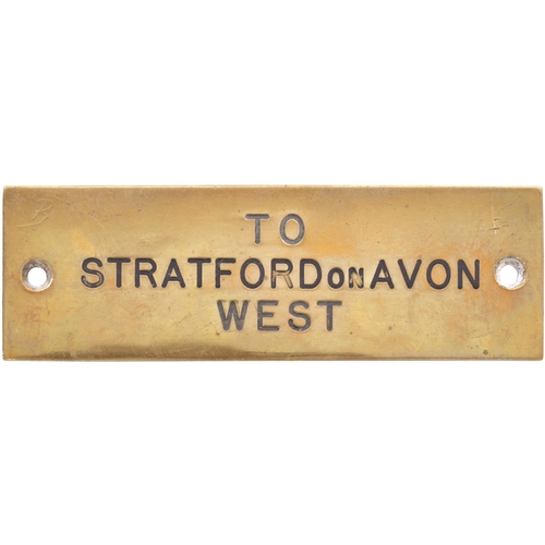 205 - A GWR signal box shelf plate, TO STRATFORD ON AVON WEST, from the Birmingham to Cheltenham route. En... 