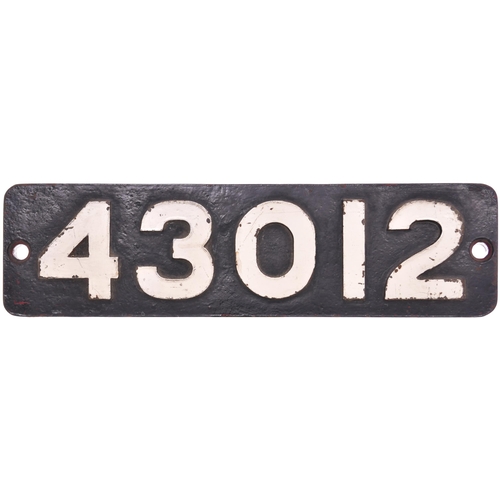 207 - A smokebox numberplate, 43012, from a (LMS) Class 4 2-6-0 built at Horwich in 1948. Its many sheds i... 