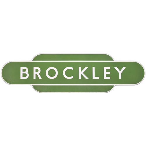 210 - A BR(S) totem sign, BROCKLEY, (f/f), from the New Cross Gate to Croydon route. Excellent colour and ... 