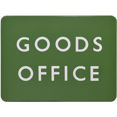 220 - A BR(S) enamel sign, GOODS OFFICE, (f/f), enamel, 24