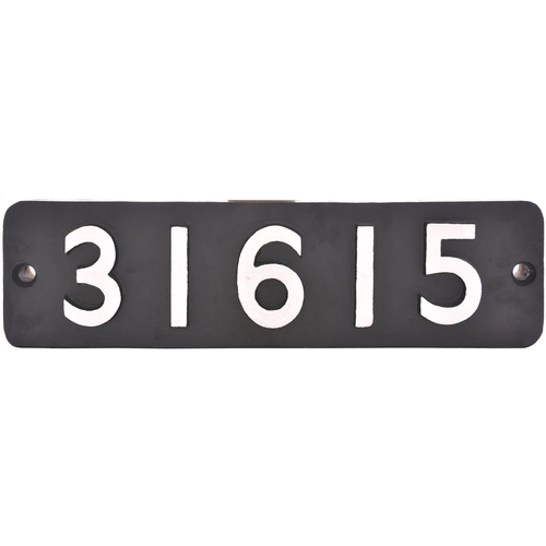 227 - A smokebox numberplate, 31615, from a Southern Railway U Class 2-6-0 No A615 built at Brighton in Au... 