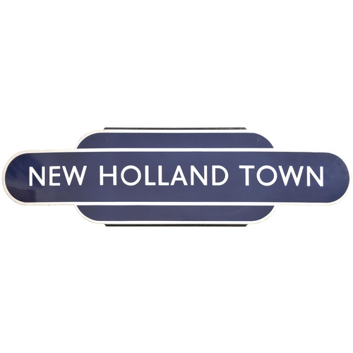 236 - A BR(E) totem sign, NEW HOLLAND TOWN, (h/f), from the now closed New Holland Pier branch which conne... 