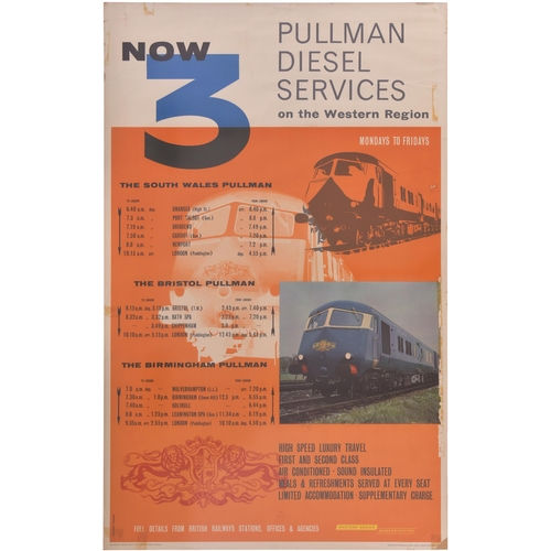 251 - A BR(W) double royal poster, PULLMAN DIESEL SERVICES ON THE WESTERN REGION, by Vincent Power, tape m... 