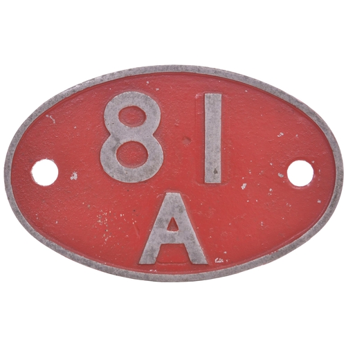 252 - An alloy shedplate, 81A, Old Oak Common (1957 to 1973) This alloy code was carried by the depot's di... 