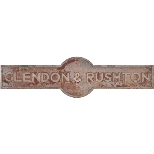 255 - An LMS Hawkseye target sign, GLENDON & RUSHTON, from the Kettering to Market Harborough section of t... 