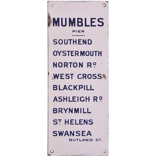 264 - A Mumbles Railway notice listing the stations between Swansea Rutland Street and Mumbles Pier. Ename... 