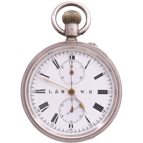 265 - An LNWR chronometer/stopwatch, the enamel face marked with the company initials, by John Walker and ... 