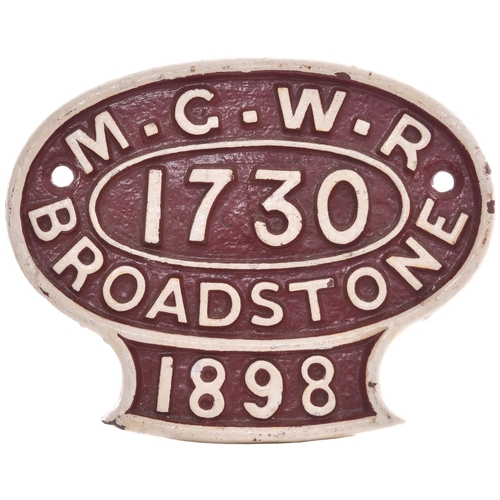 266 - A Midland, Great Western Railway wagonplate, M.G.W.R, BROADSTONE, 1730, 1898, cast iron, 7¼