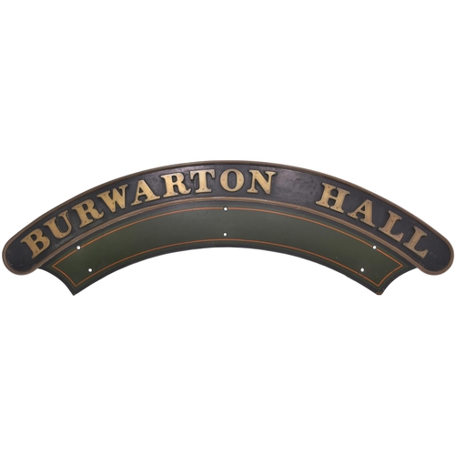 270 - A locomotive nameplate, BURWARTON HALL, the left hand plate from a GWR 4900 Hall Class 4-6-0 No 6932... 