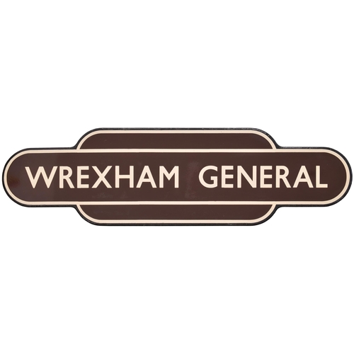 285 - A BR(W) totem sign, WREXHAM GENERAL, (f/f), from the Shrewsbury to Chester route. Excellent colour a... 