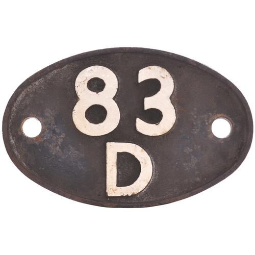 288 - A shedplate, 83D, Laira (1948-September 1963), Exmouth Junction (September 1963-March 1967), the cha... 