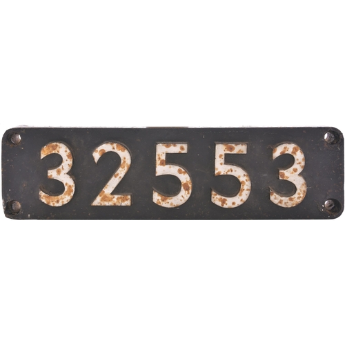 292 - A smokebox numberplate, 32553, from a London Brighton & South Coast Railway C2 Class 0-6-0 No 553 bu... 