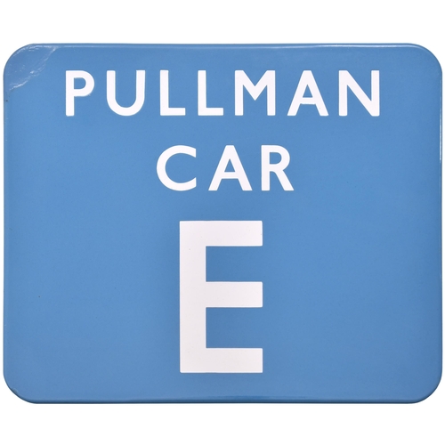 298 - A BR(W) platform sign, PULLMAN CAR E, (f/f), used at a station served by the Bristol, South Wales or... 