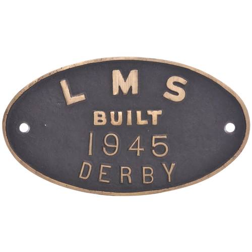 299 - A worksplate, LMS BUILT 1945, DERBY. Locos built at Derby in 1945 were Class 4 2-6-4T Nos (4)2200-17... 