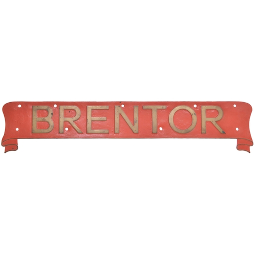 311 - A locomotive nameplate, BRENTOR and its WEST COUNTRY CLASS scroll from (SR) Bulleid light pacific 4-... 