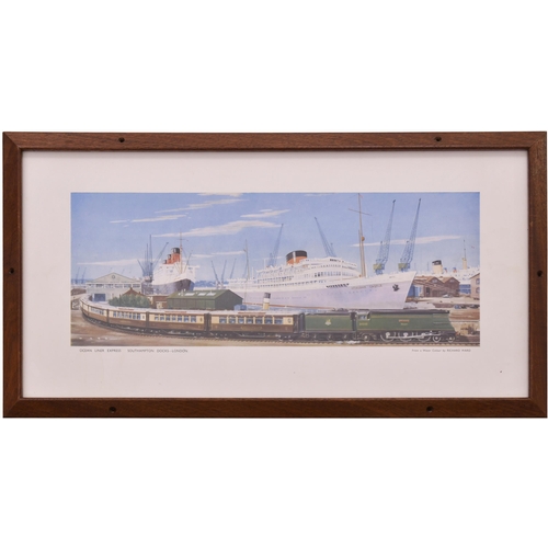 312 - A carriage print, OCEAN LINERS EXPRESS, SOUTHAMPTON DOCKS-LONDON, by Richard Ward, a striking image ... 