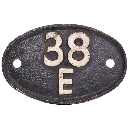 315 - A shedplate, 38E, Woodford Halse (1948-February 1958 when it became 2G), the front repainted. (Posta... 