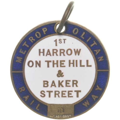 317 - A season ticket, METROPOLITAN RAILWAY 1ST HARROW ON THE HILL & BAKER STREET, R H SELBIE GENERAL MANA... 