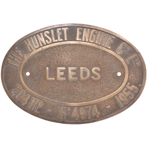 320 - A worksplate, HUNSLET ENGINE Co, 4974, 1955, from a 204HP standard gauge 0-6-0 diesel mechanical loc... 