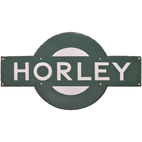 326 - An SR target sign, HORLEY, from the Redhill to Three Bridges section of the Brighton main line. Exce... 