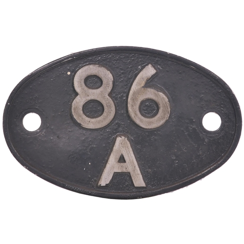 336 - An alloy shedplate 86A, Cardiff Canton (September 1963-May 1973) as carried by the shed's diesel all... 